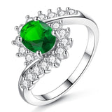 Fashion Oval Micro Pave Princess Cut Cubic Zirconia Jewelry Rings for Women Party Decoration Whole Sale