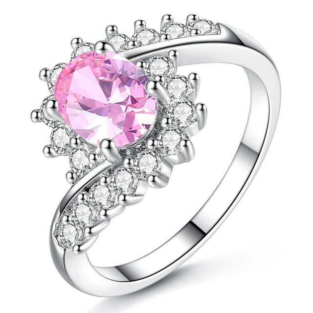 Fashion Oval Micro Pave Princess Cut Cubic Zirconia Jewelry Rings for Women Party Decoration Whole Sale