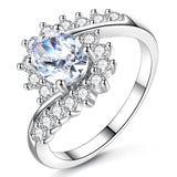 Fashion Oval Micro Pave Princess Cut Cubic Zirconia Jewelry Rings for Women Party Decoration Whole Sale