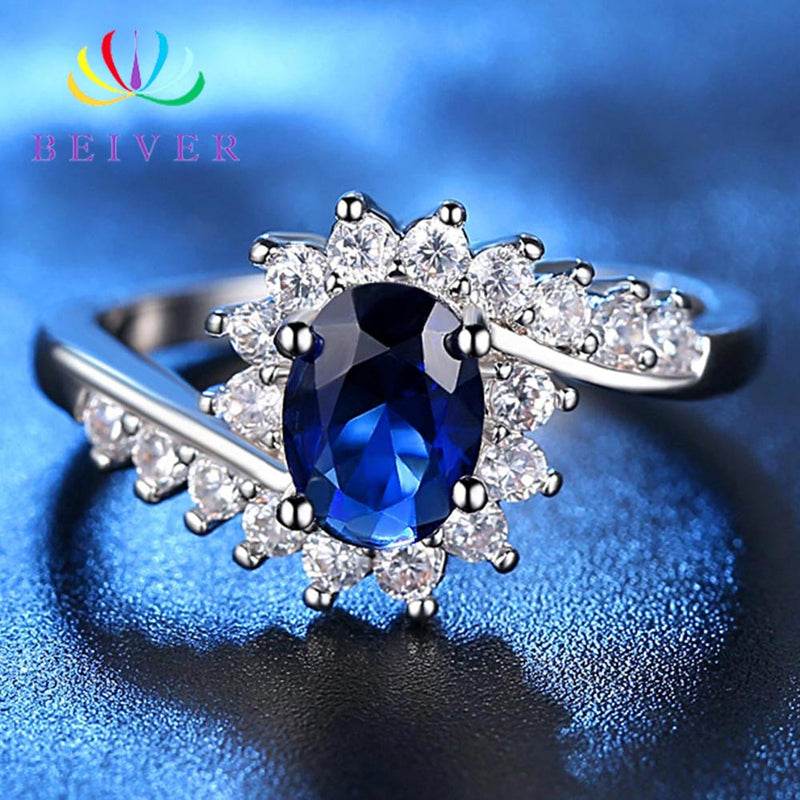 Fashion Oval Micro Pave Princess Cut Cubic Zirconia Jewelry Rings for Women Party Decoration Whole Sale