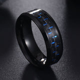 Fashion Red Ring Anel Masculino Jewelry Titanium Steel Black Carbon Fiber Rings for Men Whole Sales