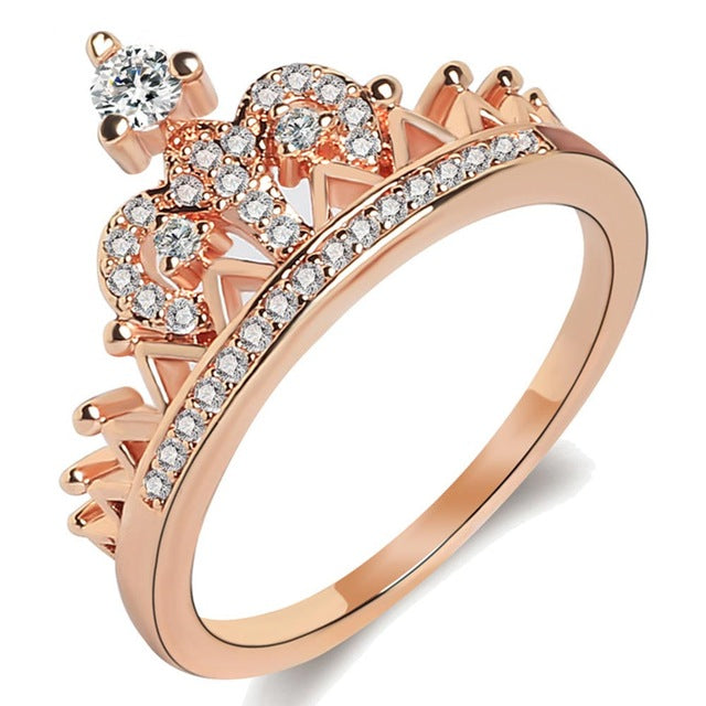 Fashion Rose Gold Color Micro Pave AAA+ Cubic Zirconia Crown Rings for Women 2019 New