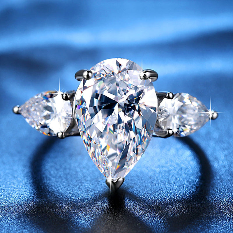 Fashion Water Drop Zircon Copper Wedding Rings for Women Engagement Jewelry 2019 New