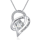 Fashion Zircon Stone I Love You to The Moon and Back Necklace Rhodium Plated Wedding Jewelry