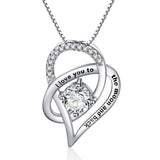 Fashion Zircon Stone I Love You to The Moon and Back Necklace Rhodium Plated Wedding Jewelry