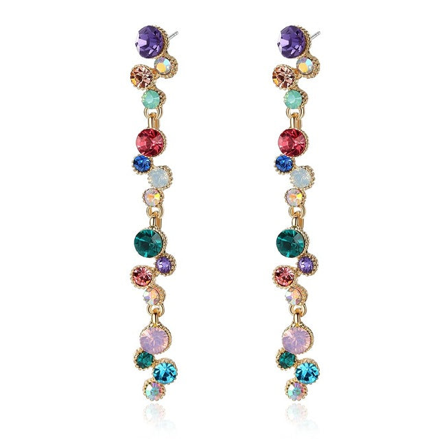 Girls Dangle Earrings Alloy Metal Best Lady Earrings Vintage Bohemia Round Crystal Bijoux Femme Free Shipping