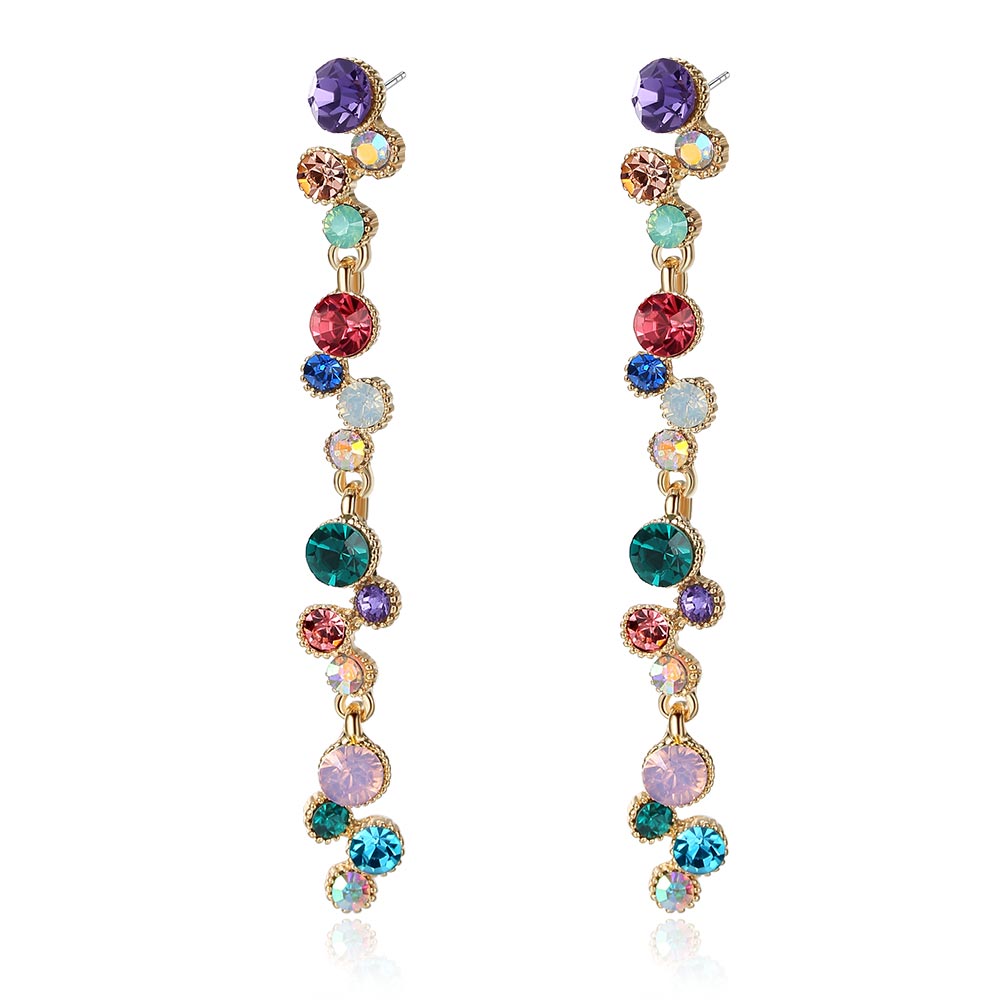 Girls Dangle Earrings Alloy Metal Best Lady Earrings Vintage Bohemia Round Crystal Bijoux Femme Free Shipping