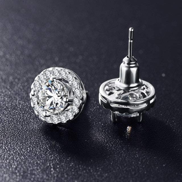 Hot Sale Romantic Jewelry Stud Earrings For Wedding Elegant Silver Color AAA Cubic Zirconia Stone Earrings Free Shipping