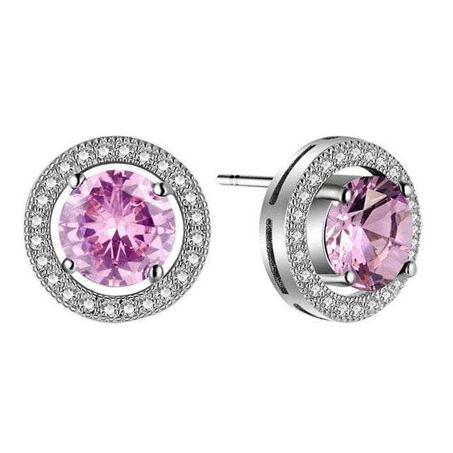 Hot Sale Romantic Jewelry Stud Earrings For Wedding Elegant Silver Color AAA Cubic Zirconia Stone Earrings Free Shipping