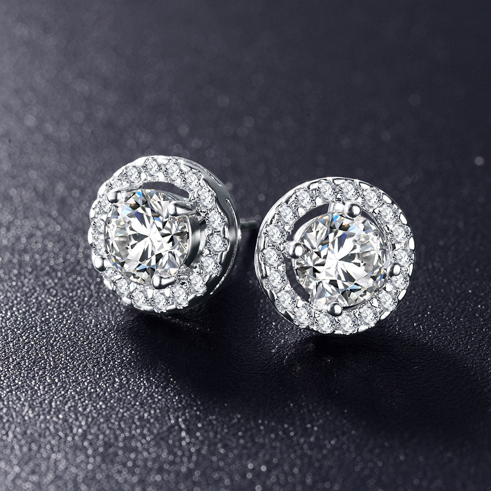 Hot Sale Romantic Jewelry Stud Earrings For Wedding Elegant Silver Color AAA Cubic Zirconia Stone Earrings Free Shipping