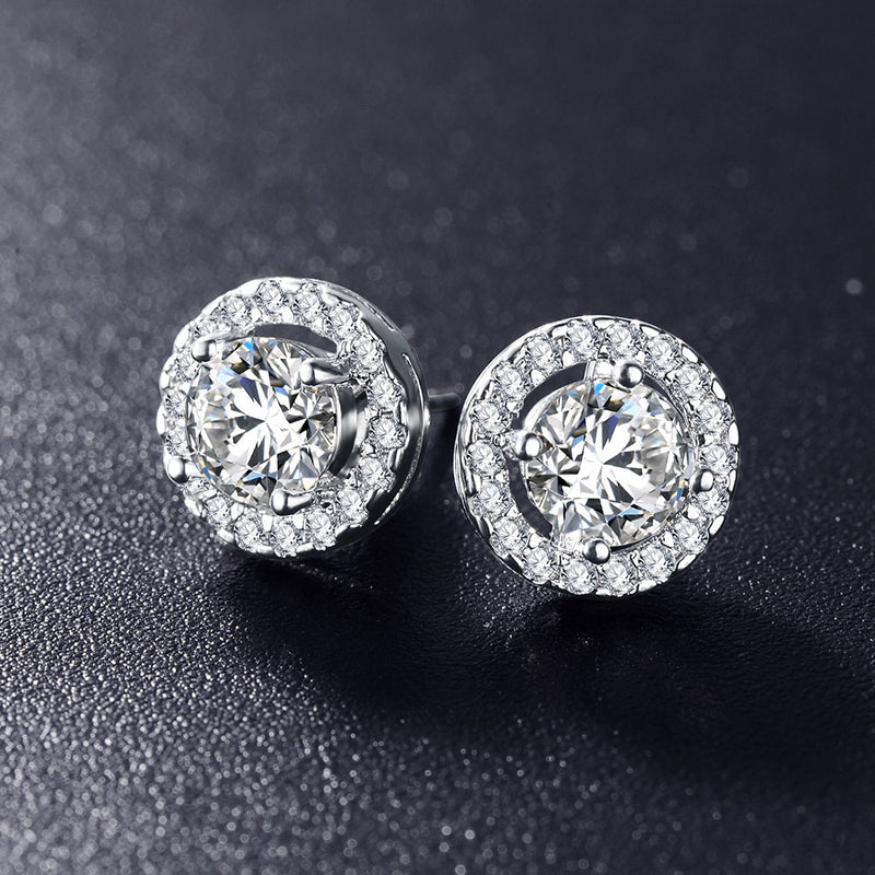 Hot Sale Romantic Jewelry Stud Earrings For Wedding Elegant Silver Color AAA Cubic Zirconia Stone Earrings Free Shipping