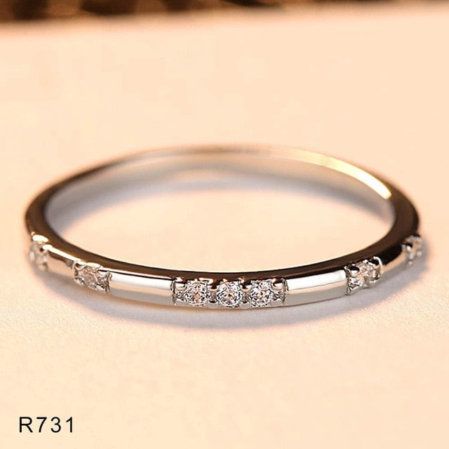 Mini CZ Wave Ring for Women Silver / Rose Gold Color Wedding Jewelry Ladies Gift Free Shipping