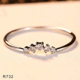 Mini CZ Wave Ring for Women Silver / Rose Gold Color Wedding Jewelry Ladies Gift Free Shipping