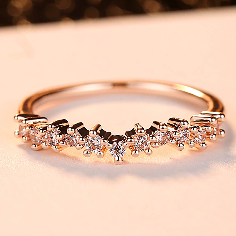 Mini CZ Wave Ring for Women Silver / Rose Gold Color Wedding Jewelry Ladies Gift Free Shipping