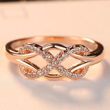 New Cubic Zirconia Crystal Infinite Rings For Women Fashion Design Statement Rose Gold Color Ring Wedding Jewelry