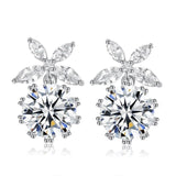 Pineapple Fashion AAA Cubic Zirconia Wedding Stud Earrings for Women in Rhodium Plated Free Shipping
