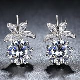 Pineapple Fashion AAA Cubic Zirconia Wedding Stud Earrings for Women in Rhodium Plated Free Shipping