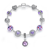 Purple Crystal Charm Silver Bracelets & Bangles for Women with DIY Beads Pearl Bracelet Femme Jewelry 2019 New Arrivals