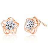 Wedding Jewelry Women Earrings Bijoux Silver-Color Zircon Enamel Flower Earrings Free Shipping