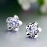 Wedding Jewelry Women Earrings Bijoux Silver-Color Zircon Enamel Flower Earrings Free Shipping