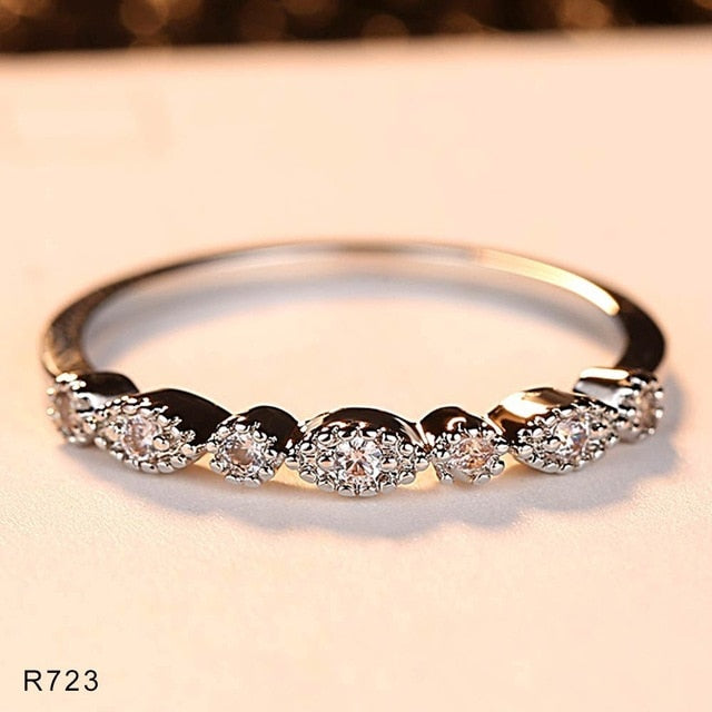 Wedding Ring For Women Man Concise Classical Clear Mini Cubic Zirconia White Gold Color Fashion Jewelry Free Shipping