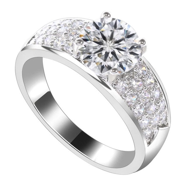 White Gold Color Wedding Rings for Women Micro Pave AAA Zircon Jewelry 2019 New Fashion Valentine's Day Gifts