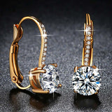 Yellow Gold Color Clear Brilliant AAA Zircon Jewelry Fashion Earrings Clip for Women Engagement Jewelry Ladies Gifts