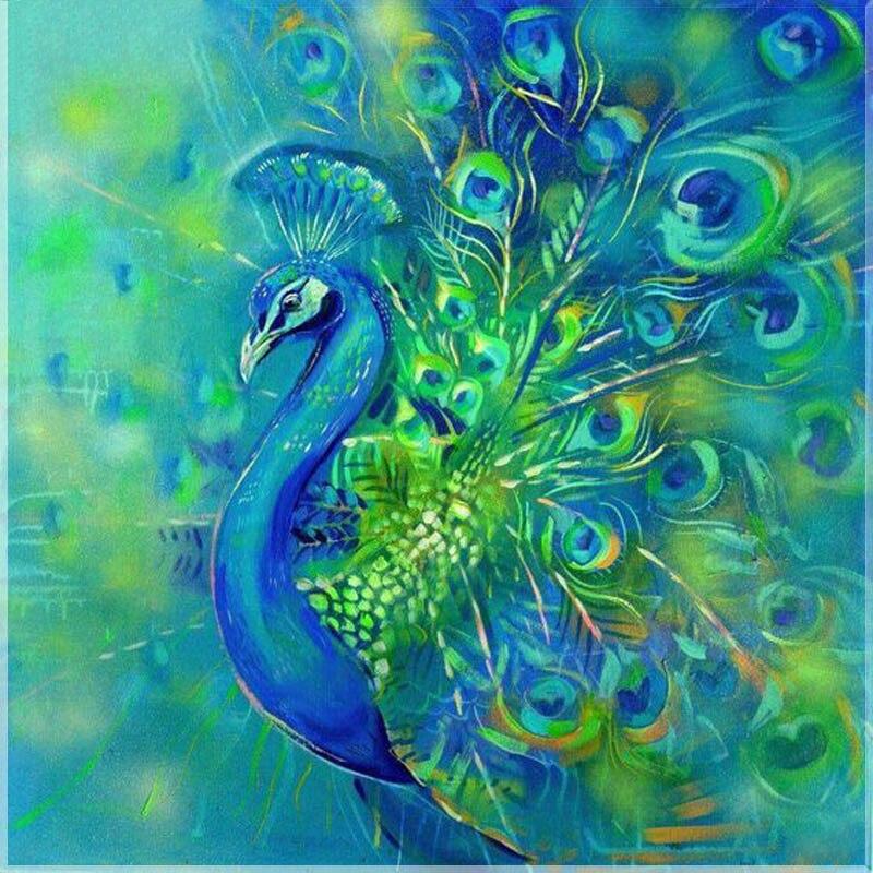F&S Diamond Painting Store Blue peacock feather
