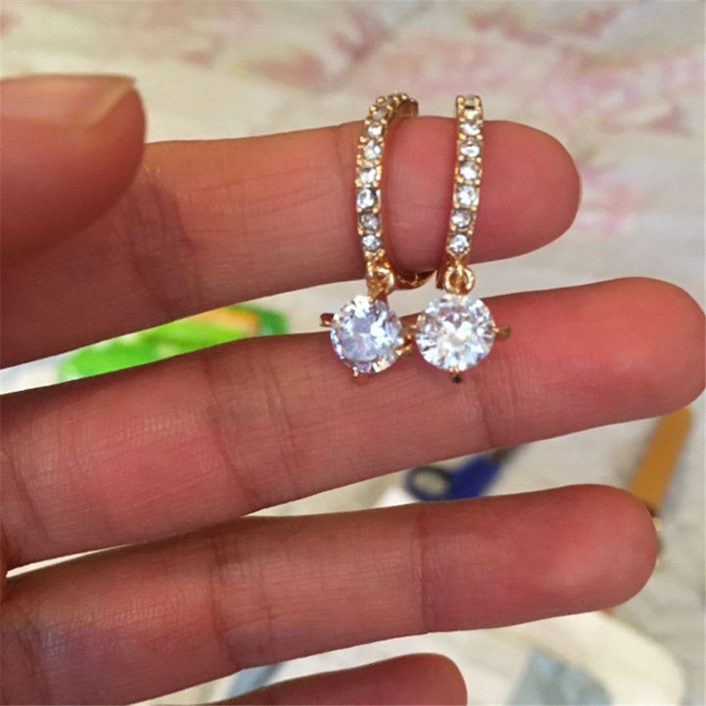 Brincos Crystal Stud Earrings Fashion Gold Sliver Color Zircon Pendant Pendiente Earrings For Women Geometric Long Earring 2018