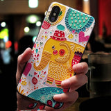 Cute 3D Emboss Cartoon Patterned Phone Case For iphone X 8 7 6 6S Plus Cases Soft Silicone Cover For iphone 5 5s SE Coque