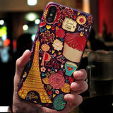 Cute 3D Emboss Cartoon Patterned Phone Case For iphone X 8 7 6 6S Plus Cases Soft Silicone Cover For iphone 5 5s SE Coque