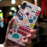 Cute 3D Emboss Cartoon Patterned Phone Case For iphone X 8 7 6 6S Plus Cases Soft Silicone Cover For iphone 5 5s SE Coque
