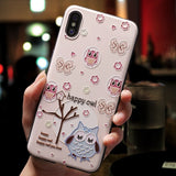 Cute 3D Emboss Cartoon Patterned Phone Case For iphone X 8 7 6 6S Plus Cases Soft Silicone Cover For iphone 5 5s SE Coque