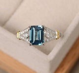 Fashion Desgin Ring Big Square Blue Crystal Stone Rings For Women Jewelry Wedding Engagement Finger Rings for birthday Gift