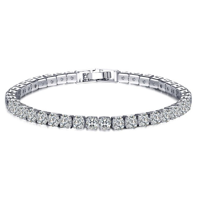 Fashion Jewelry for Women Zirconia Bracelet in Real Rhodium Plated 19 cm 4 Colors CZ Bracelet for Ladies Girls