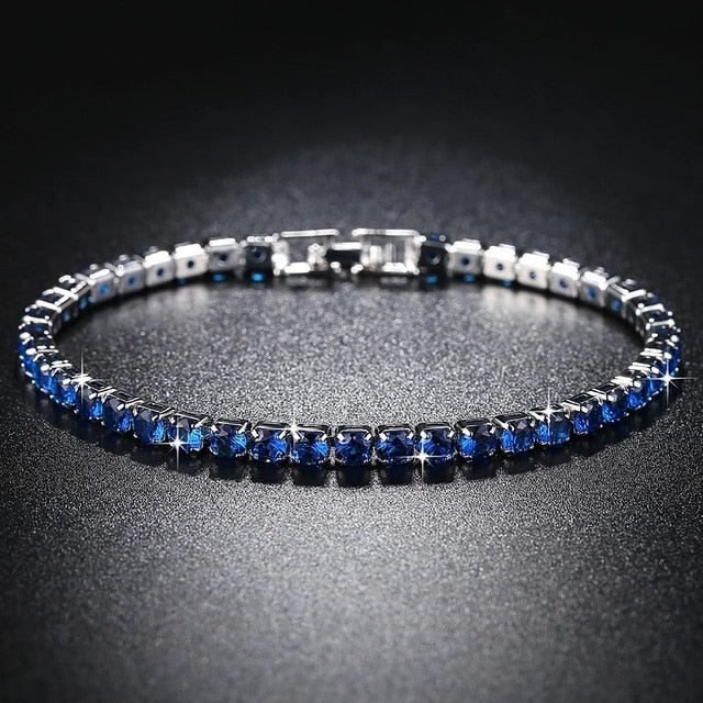 Fashion Jewelry for Women Zirconia Bracelet in Real Rhodium Plated 19 cm 4 Colors CZ Bracelet for Ladies Girls