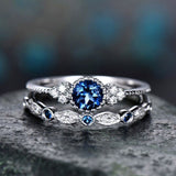 2Pcs Cubic Zircon Ring Copper with White Silver Plated Trendy Gifts