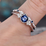 2Pcs Cubic Zircon Ring Copper with White Silver Plated Trendy Gifts