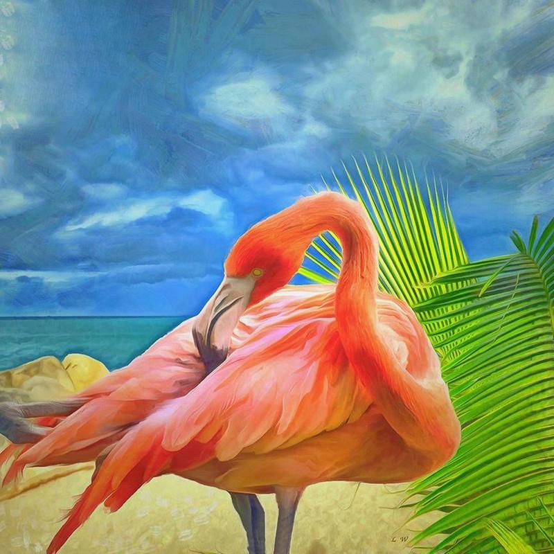 F&S Diamond Painting Store Flamingo on the Beach