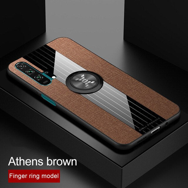 For Huawei Honor 20 Case Matte Cloth Glossy Cover For Huawei Honor 20 Pro Shockproof Phone Case with Magnetic Ring Holder