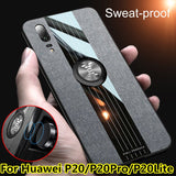 For Huawei P20 Case Matte Cloth Glossy Cover For Huawei P20Pro P20Lite Shockproof Phone Case with Magnetic Ring Holder