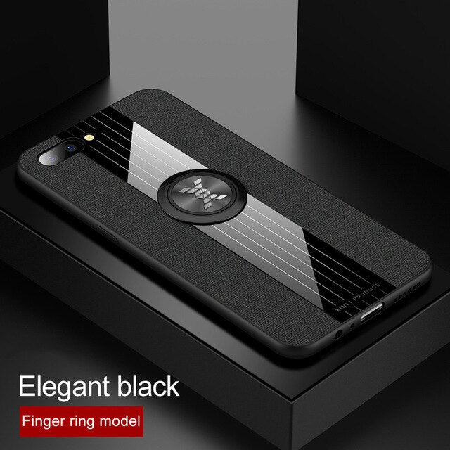 For OPPO R11 Plus Case Matte Cloth Glossy Cover For OPPO R11 Shockproof Phone Case with Magnetic Ring Holder
