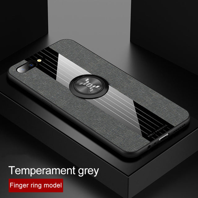 For OPPO R11 Plus Case Matte Cloth Glossy Cover For OPPO R11 Shockproof Phone Case with Magnetic Ring Holder