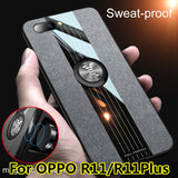 For OPPO R11 Plus Case Matte Cloth Glossy Cover For OPPO R11 Shockproof Phone Case with Magnetic Ring Holder