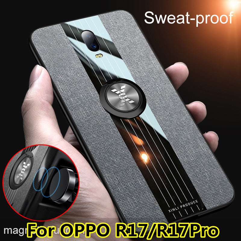 For OPPO R17 Case Matte Cloth Glossy Cover For OPPO R17 Pro Shockproof Phone Case with Magnetic Ring Holder