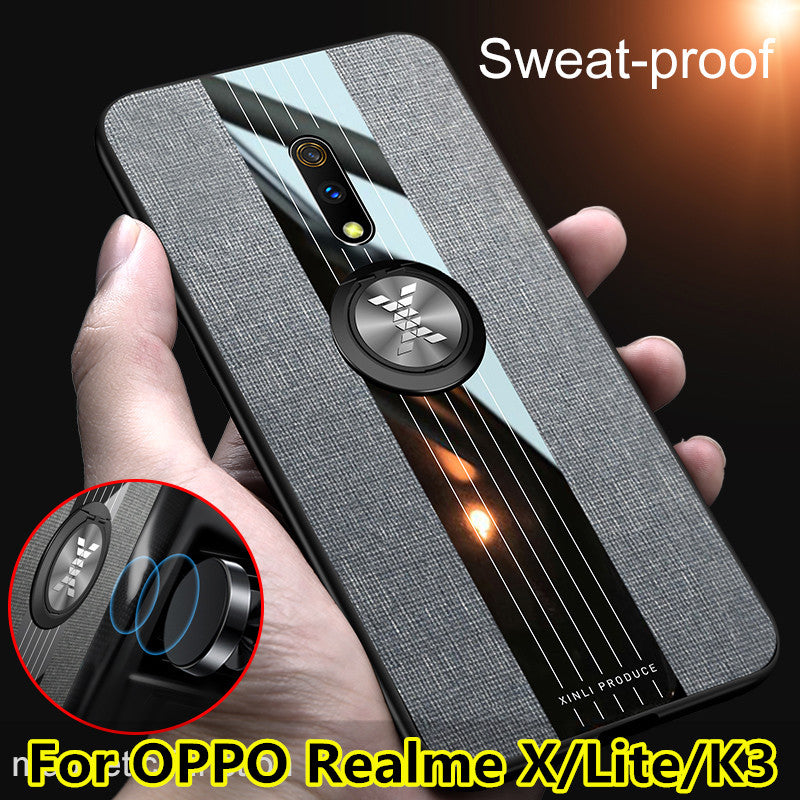For OPPO Realme X Lite Case Matte Cloth Glossy Cover For OPPO Realme X K3 Shockproof Phone Case with Magnetic Ring Holder