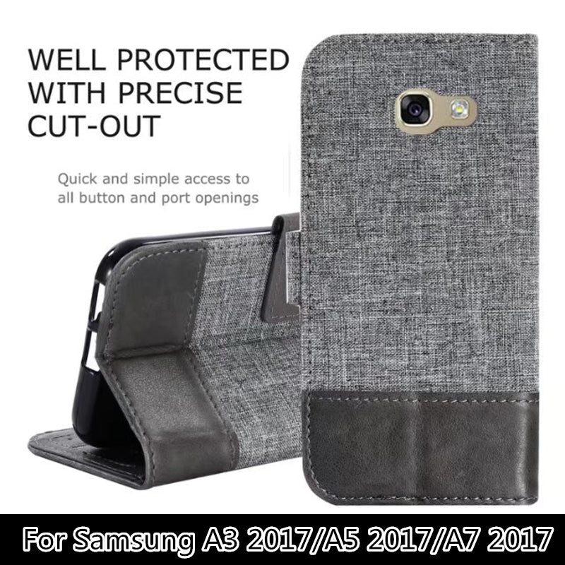 For Samsung A3 A5 A7 2017 Luxury Wallet PU Flip Leather Cell Phone Cover Case Funda Shell Back Cover with Card Holder For A52017