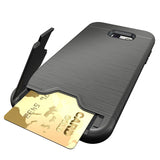 For Samsung Galaxy S8 plus PC + Silicone Dual Layer Built in Kickstand Credit Card Slot Anti Shock Brushed Cover Case For S8