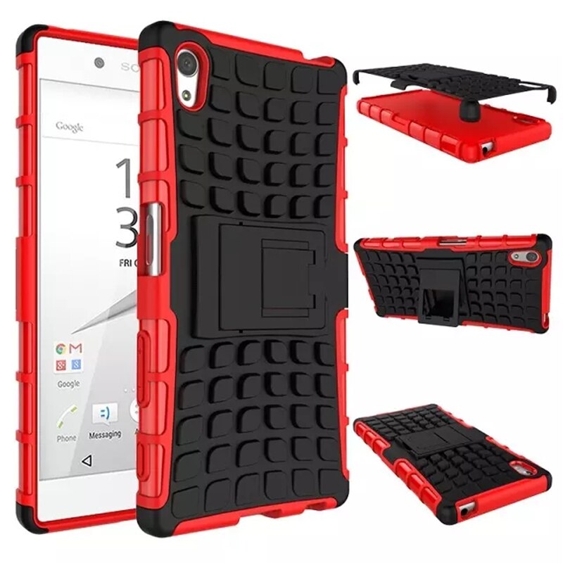 For Sony Z2 Z3 mini Z4 Z5 Premium M4 Aqua M5 E4 Hybrid Soft Rubber Silicone+Hard PC Shell Phone Case Shockproof stent water case