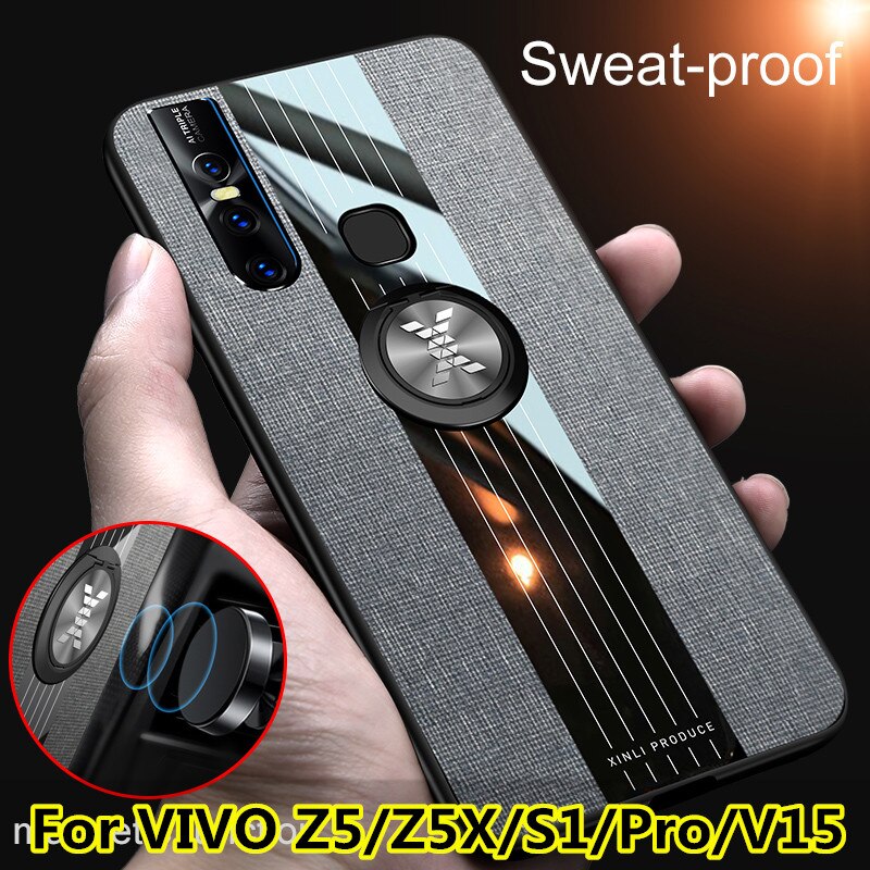 For VIVO IQOO NEO Z5 Z5X Case Matte Cloth Glossy Cover For VIVO V15 S1 S1Pro Shockproof Case with Magnetic Ring Holder